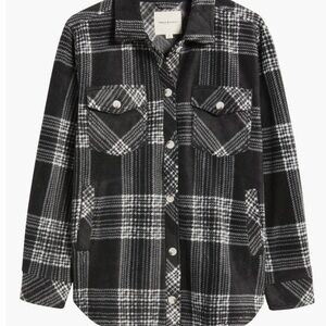 Black and White Plaid Button-Up Jacket